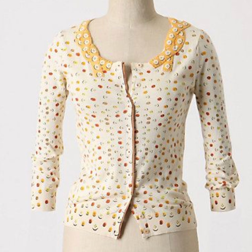 Anthropologie Girls Savoy cardigan button bin sweater retro vintage charming